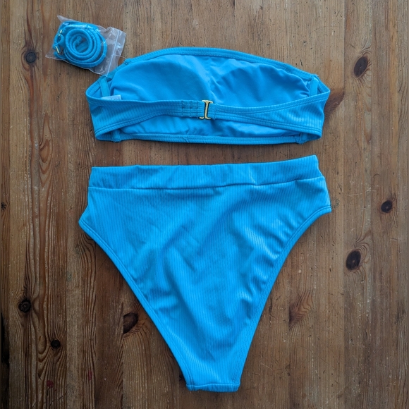 Xhilaration Teal Blue Two Piece Strapless Bikini Set NWOT - Picture 4 of 6